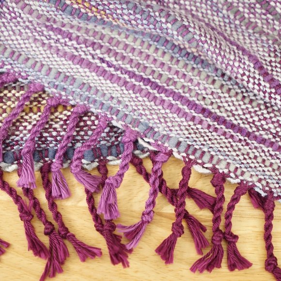 Varigated Purple Cotton Soft Hand Woven Tapestry Scarf Shawl 14x74 - Picture 4 of 4